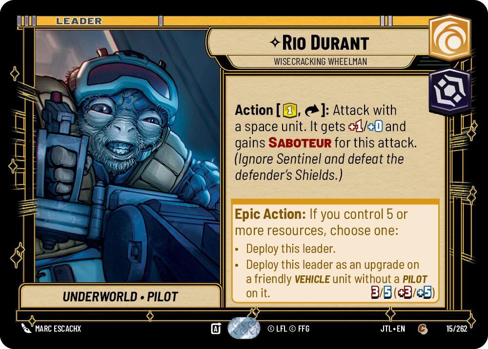 Rio Durant Wisecracking Wheelman 015/262 (Jump to Lightspeed) 
