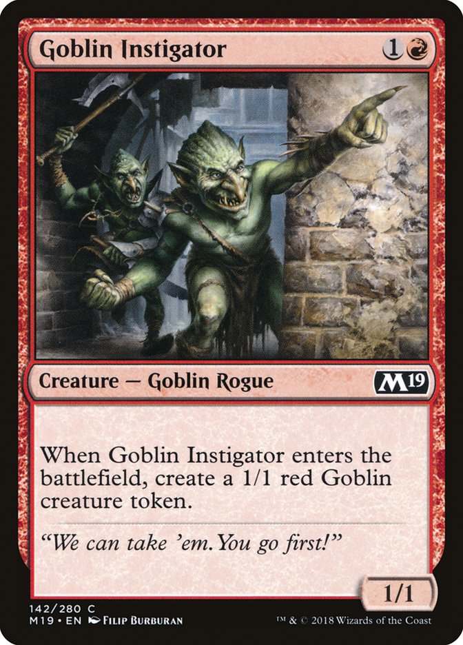 Goblin Instigator 142 (Core Set 2019)  - Foil
