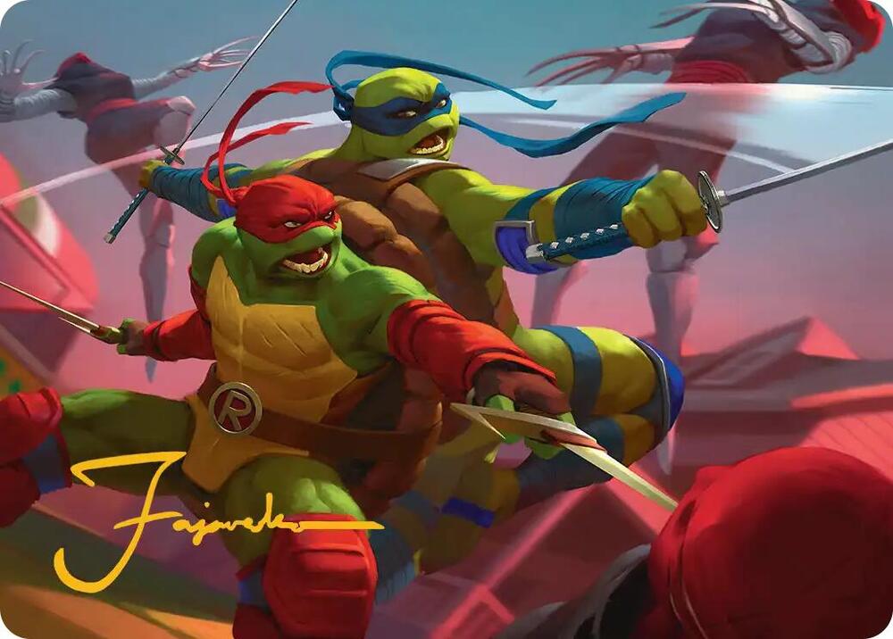 Raph and Leo Sibling Rivals Art Card Gold Stamped Signature 16 (Art Series: Teenage Mutant Ninja Turtles) 