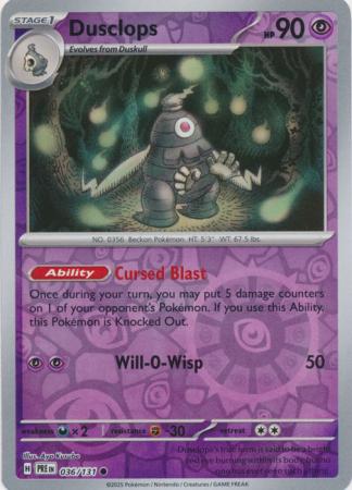 Dusclops 036/131 (SV: Prismatic Evolutions)  - Reverse Holofoil