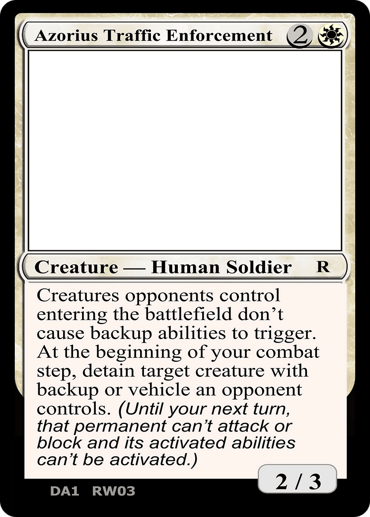 Azorius Traffic Enforcement (DA1-RW03A) - Unknown Event