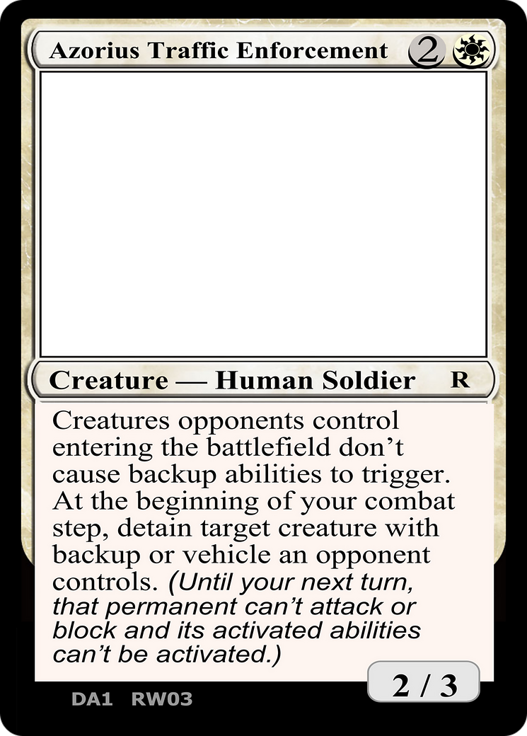 Azorius Traffic Enforcement (DA1-RW03A) - Unknown Event
