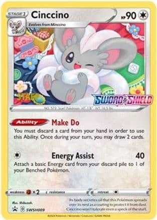 Cinccino SWSH009 (Prerelease) [Staff] SWSH009- SWSH Sword & Shield Promo Cards Holofoil