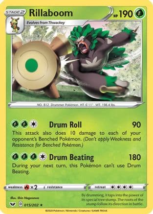 Rillaboom 015/202 - SWSH01 Sword & Shield Base Set Reverse Holofoil