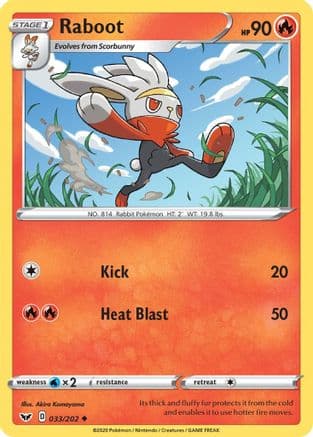 Raboot 033/202 - SWSH01 Sword & Shield Base Set Reverse Holofoil