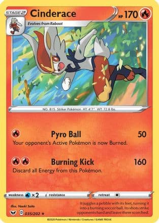 Cinderace 035/202 - SWSH01 Sword & Shield Base Set Reverse Holofoil