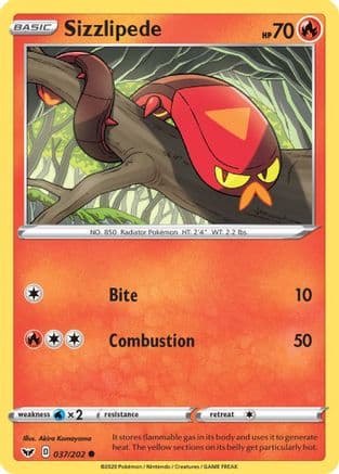 Sizzlipede 037/202 - SWSH01 Sword & Shield Base Set Reverse Holofoil