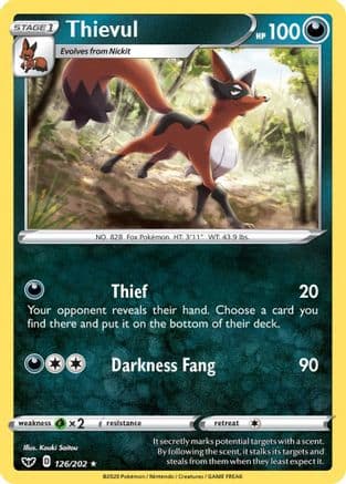 Thievul 126/202 - SWSH01 Sword & Shield Base Set Reverse Holofoil