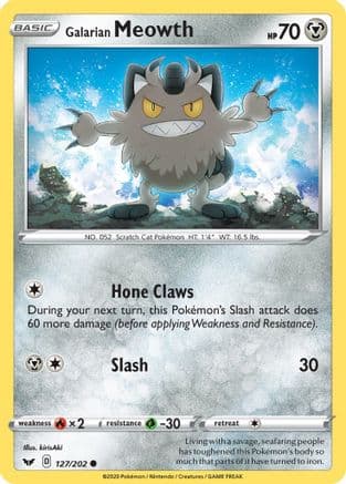 Galarian Meowth 127/202 - SWSH01 Sword & Shield Base Set Reverse Holofoil