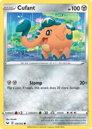 Cufant 136/202 - SWSH01 Sword & Shield Base Set Reverse Holofoil