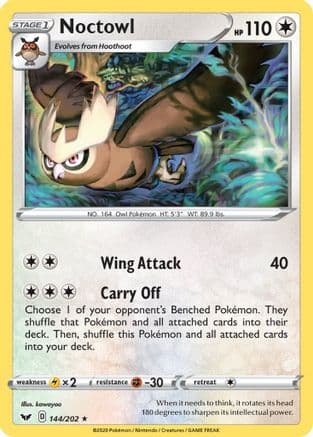 Noctowl/202  - Reverse Holofoil SWSH01 Sword & Shield Base Set - Rare