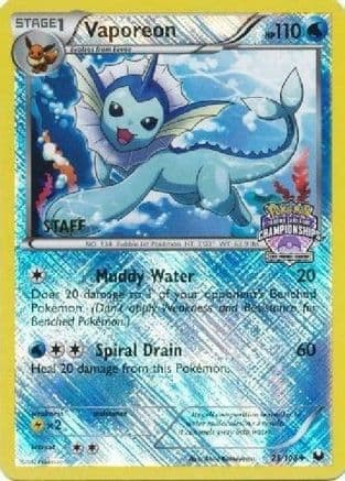 Vaporeon (State Championships) [Staff] 25/108 - League & Championship Cards Reverse Holofoil
