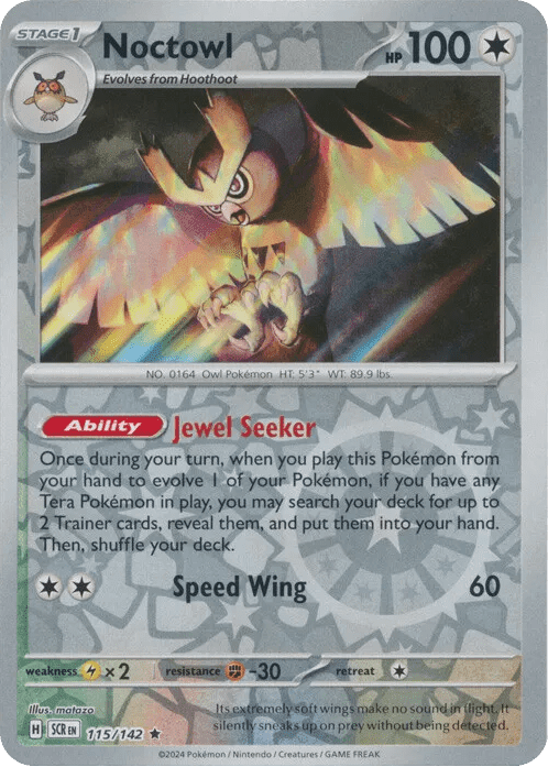Noctowl 115  - Reverse Holofoil SV07 Stellar Crown - Rare