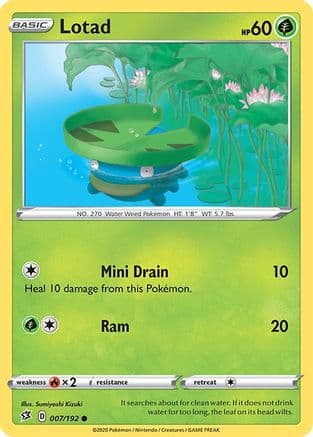 Lotad 007/192 - SWSH02 Rebel Clash Reverse Holofoil