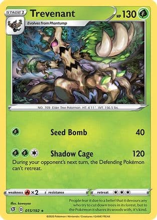 Trevenant 15/192 - SWSH02 Rebel Clash Reverse Holofoil