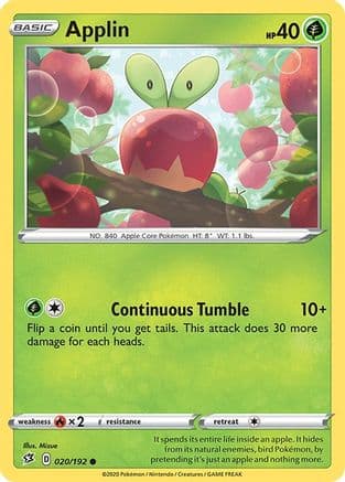 Applin 020/192 - SWSH02 Rebel Clash Reverse Holofoil