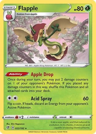 Flapple 022/192 - SWSH02 Rebel Clash Reverse Holofoil