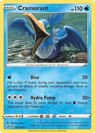 Cramorant 051/192 - SWSH02 Rebel Clash Reverse Holofoil