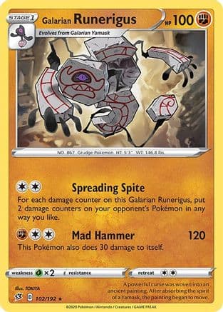Galarian Runerigus 102/192 - SWSH02 Rebel Clash Reverse Holofoil