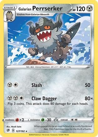 Galarian Perrserker 127/192 - SWSH02 Rebel Clash Reverse Holofoil