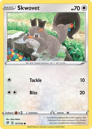 Skwovet 151/192 - SWSH02 Rebel Clash Reverse Holofoil