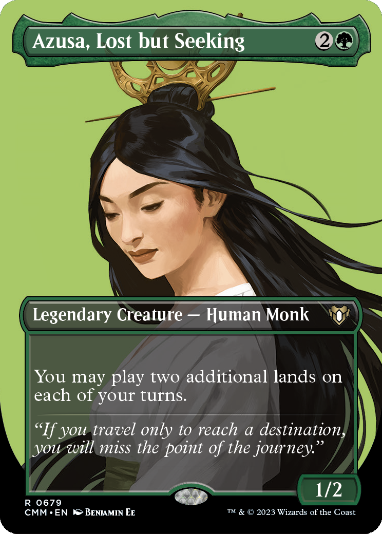 Azusa, Lost but Seeking (Borderless Profile) [Commander Masters] Foil