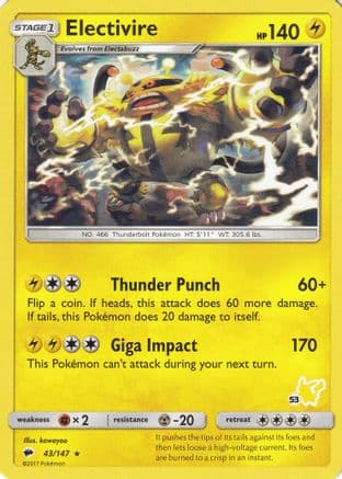 Electivire (# Pikachu Stamped) 43/147 - Battle Academy