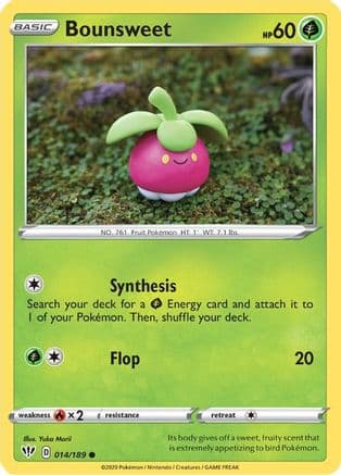Bounsweet 014  - Reverse Holofoil SWSH03 Darkness Ablaze - Common