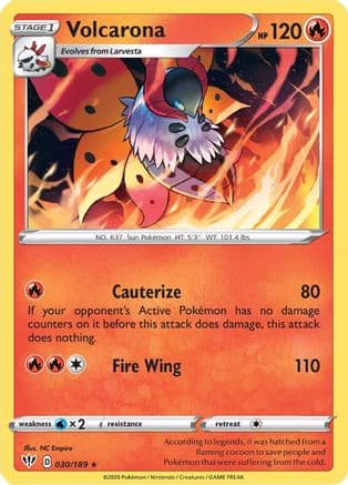 Volcarona 030  - Reverse Holofoil SWSH03 Darkness Ablaze - Rare