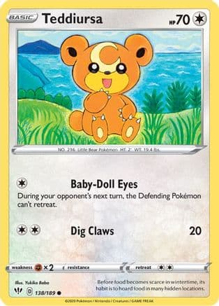 Teddiursa 138/189 - SWSH03 Darkness Ablaze Reverse Holofoil