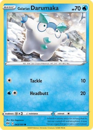Galarian Darumaka 043/189 - SWSH03 Darkness Ablaze Reverse Holofoil