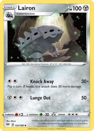 Lairon 122/189 - SWSH03 Darkness Ablaze Reverse Holofoil