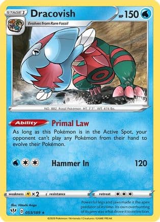 Dracovish 053  - Reverse Holofoil SWSH03 Darkness Ablaze - Holo Rare