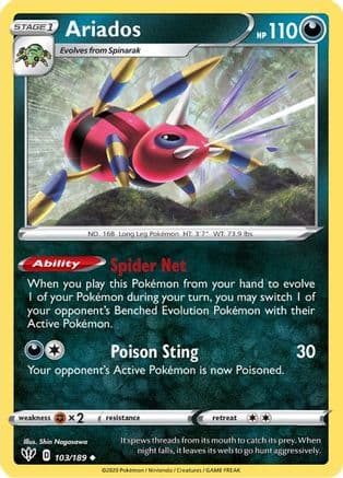 Ariados 103/189 - SWSH03 Darkness Ablaze Reverse Holofoil