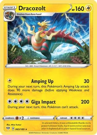 Dracozolt 065/189 - SWSH03 Darkness Ablaze Reverse Holofoil