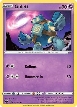 Golett 076/189 - SWSH03 Darkness Ablaze Reverse Holofoil
