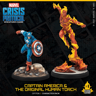 Marvel Crisis Protocol Miniatures Game | Captain America & The Original Human Torch