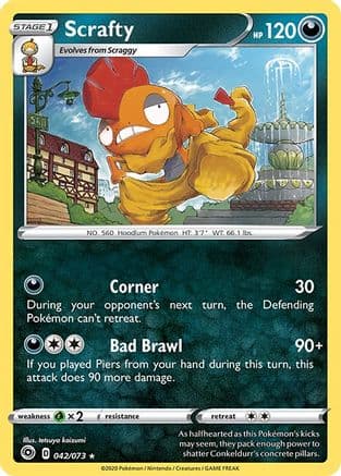 Scrafty 042  - Holofoil Champions Path - Holo Rare
