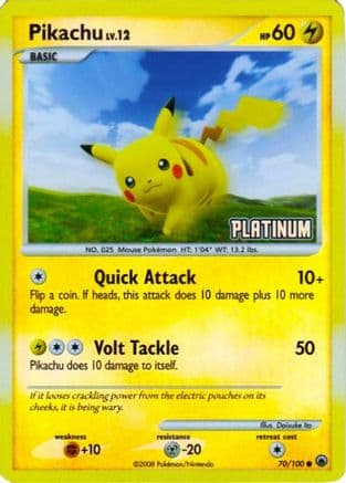 Pikachu [Platinum] 70/100 - Burger King Promos Reverse Holofoil