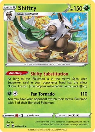 Shiftry 012/185 - SWSH04 Vivid Voltage Reverse Holofoil