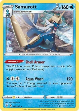 Samurott 035/185 - SWSH04 Vivid Voltage Reverse Holofoil