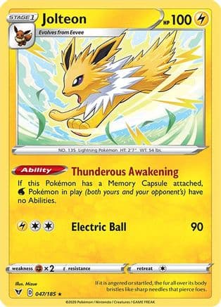 Jolteon 047  - Reverse Holofoil SWSH04 Vivid Voltage - Rare