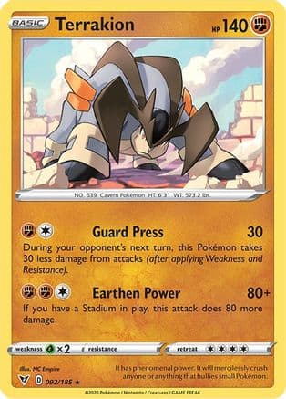 Terrakion 092/185 - SWSH04 Vivid Voltage Reverse Holofoil