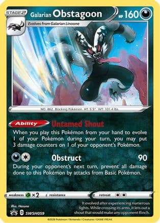 Galarian Obstagoon SWSH059 SWSH059/307 - SWSH Sword & Shield Promo Cards Holofoil
