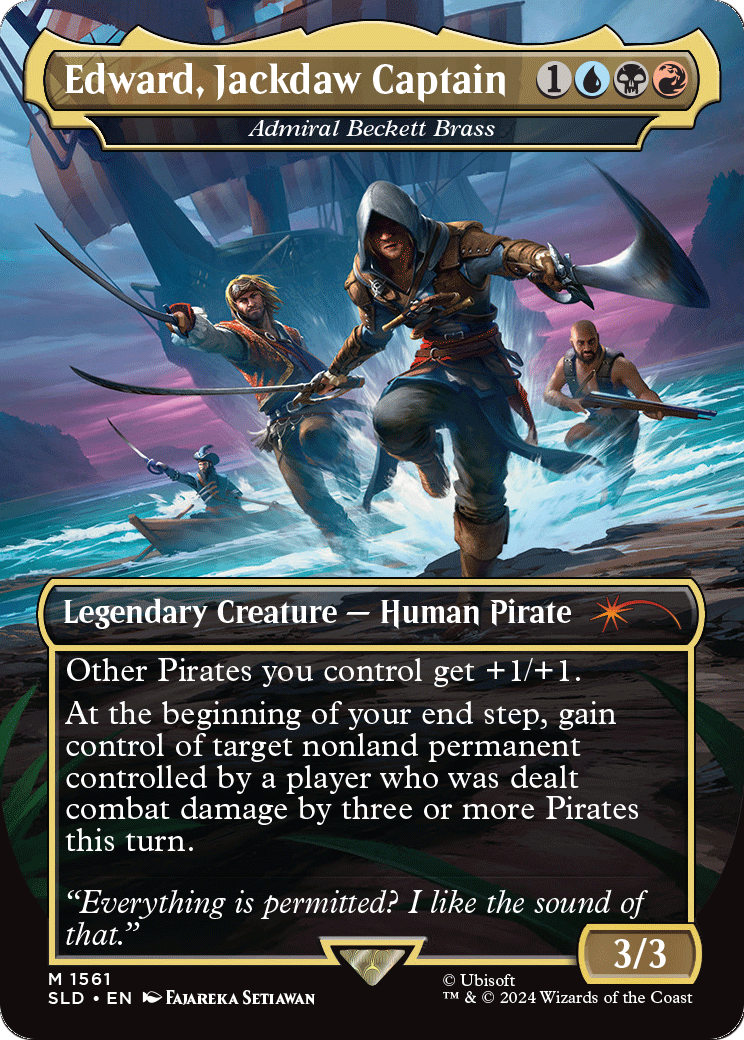 Admiral Beckett Brass (SLD-1561) - Secret Lair Drop / Edward, Jackdaw Captain (Borderless) Foil
