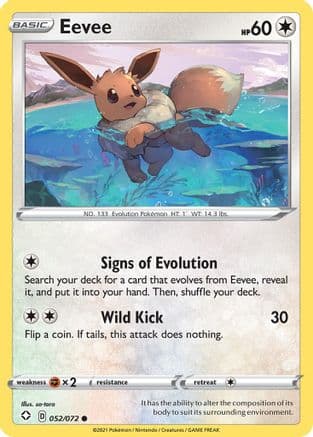 Eevee 052/72 - Shining Fates Reverse Holofoil