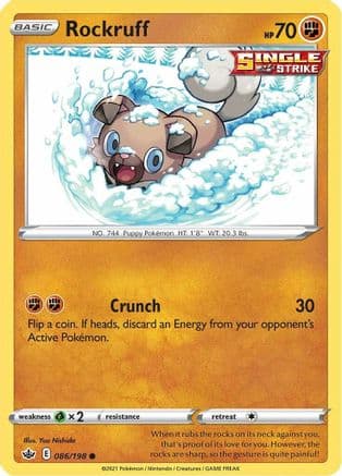 Rockruff 086/198 - SWSH06 Chilling Reign Reverse Holofoil