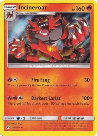 Incineroar (Water Web Holo) 026/149 - Miscellaneous Cards & Products Holofoil