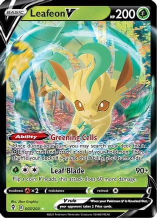 Leafeon V 007  - Holofoil SWSH07 Evolving Skies - Ultra Rare
