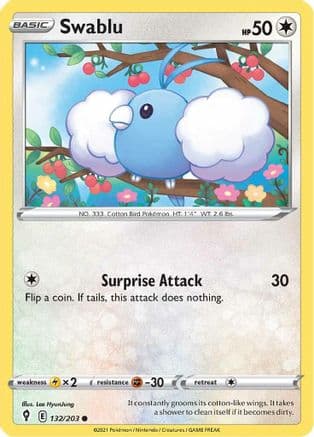 Swablu 132  SWSH07 Evolving Skies - Common